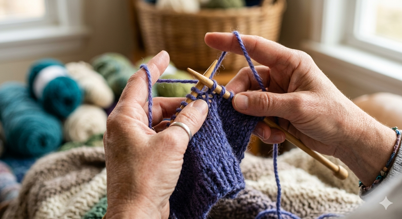 Knitting class closeup